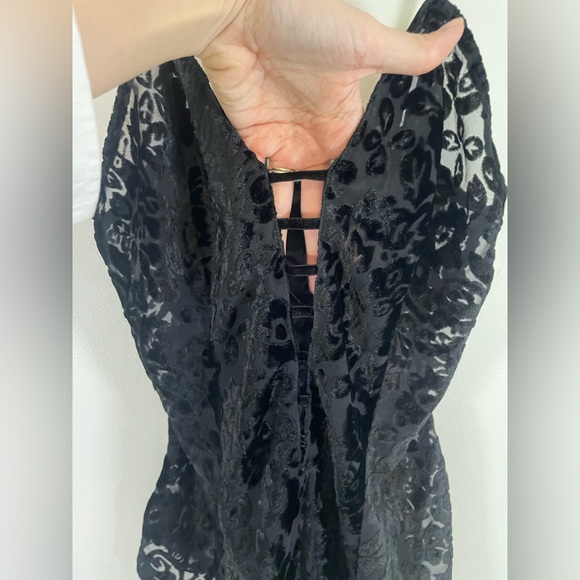 Vintage Victoria Secret Lingerie Gold Label Teddy Bodysuit Black Lace Satin M - Picture 2 of 6